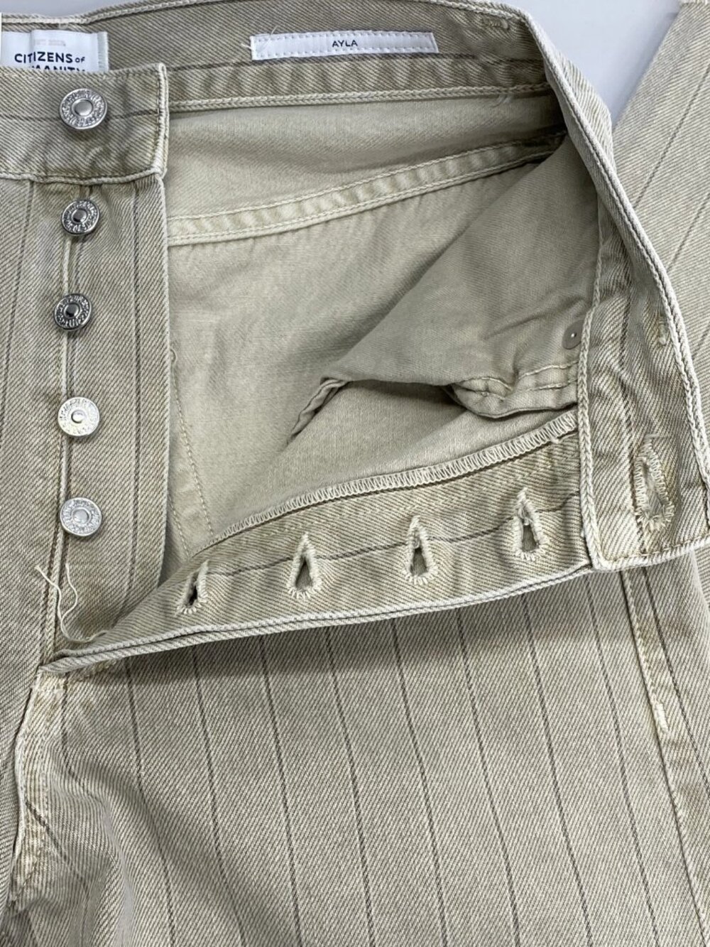 Citizens Of Humanity Womens Jean Neutral Beige Size 28 Ayla Raw Hem Crop Striped - Picture 13 of 15